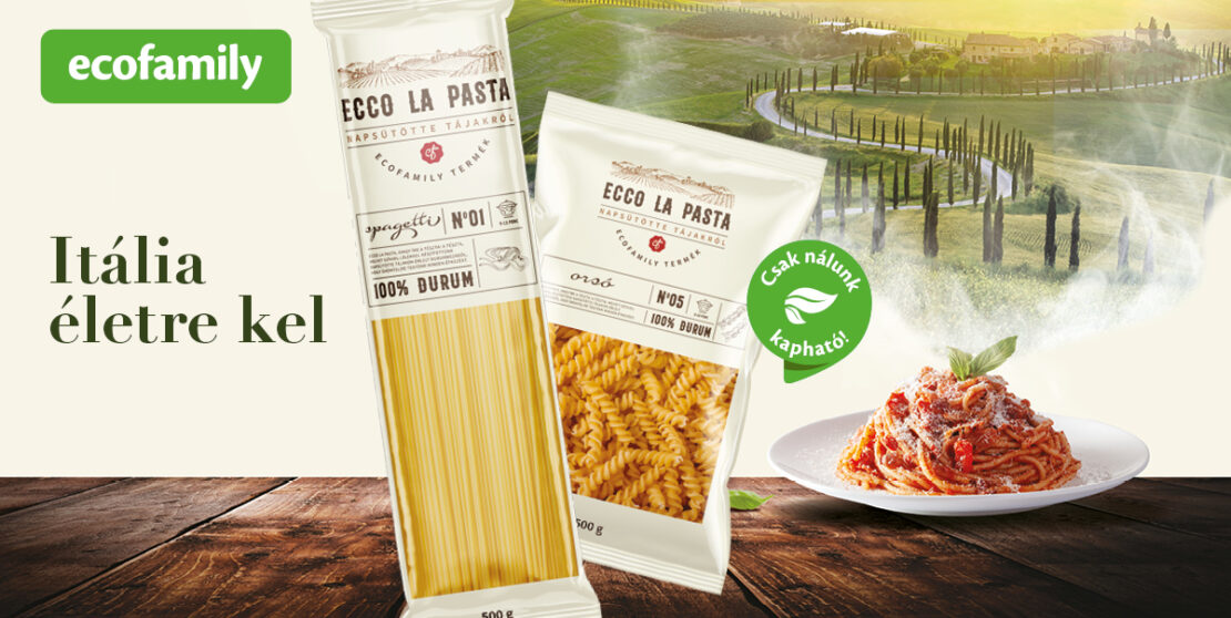 Fedezd fel az Ecco la Pasta mediterrán ízvilágú tésztákat az Ecofamily üzletekben!